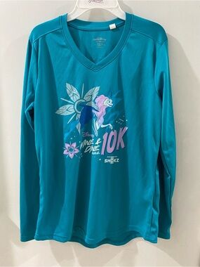 Disney RunDisney Wine & Dine 10K Teal Long Sleeve Performance Top, size medium